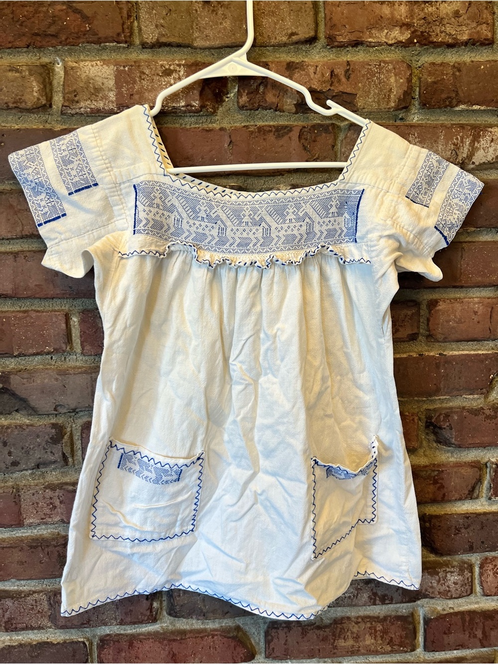 Vintage Handmade Mexican Central American Embroidered Folk Blouse XS-M